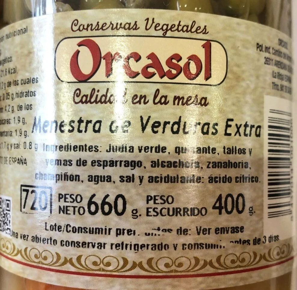 Menestra de verduras extra