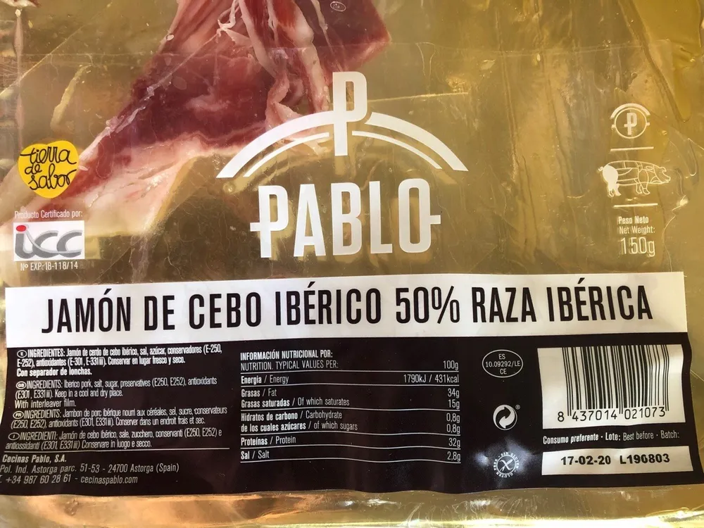 Jamon de cebo iberico 50% raza iberica