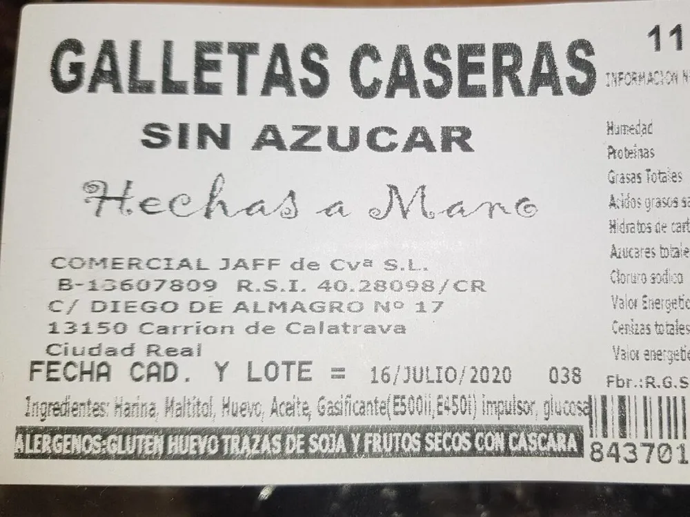 Galletas caseras  sin azucar