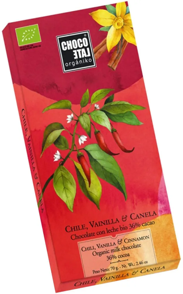 Chocolate con leche con chile, vainilla y canela