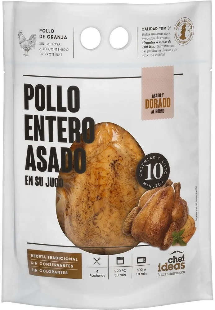 Pollo entero asado en su jugo