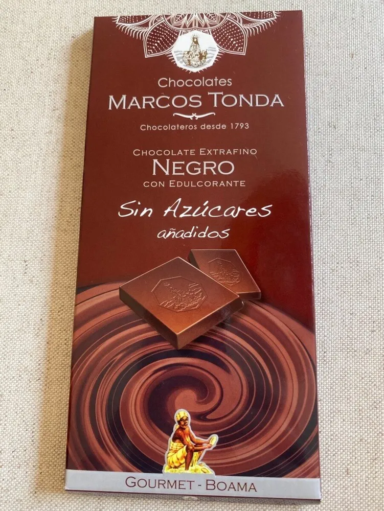 Chocolate extrafino negro con edulcorante
