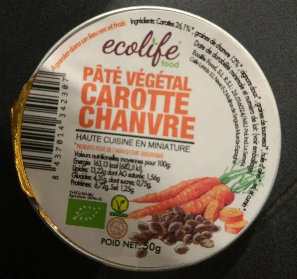 Pâté végétal carotte chanvre