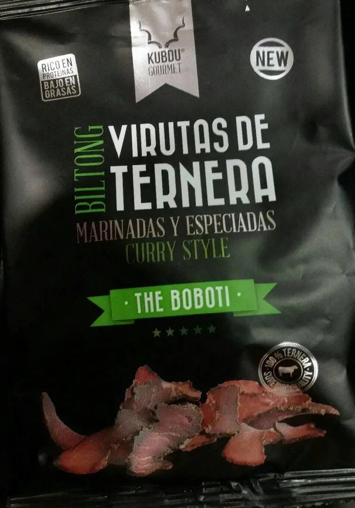 Biltong - Virutas De Ternera Secadas Marinadas y Especiadas Curry Style Kubdu Gourmet