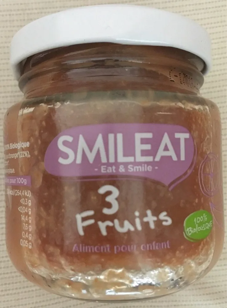 Petit Pot De 3 Fruits Biologique 130 GR 4M+