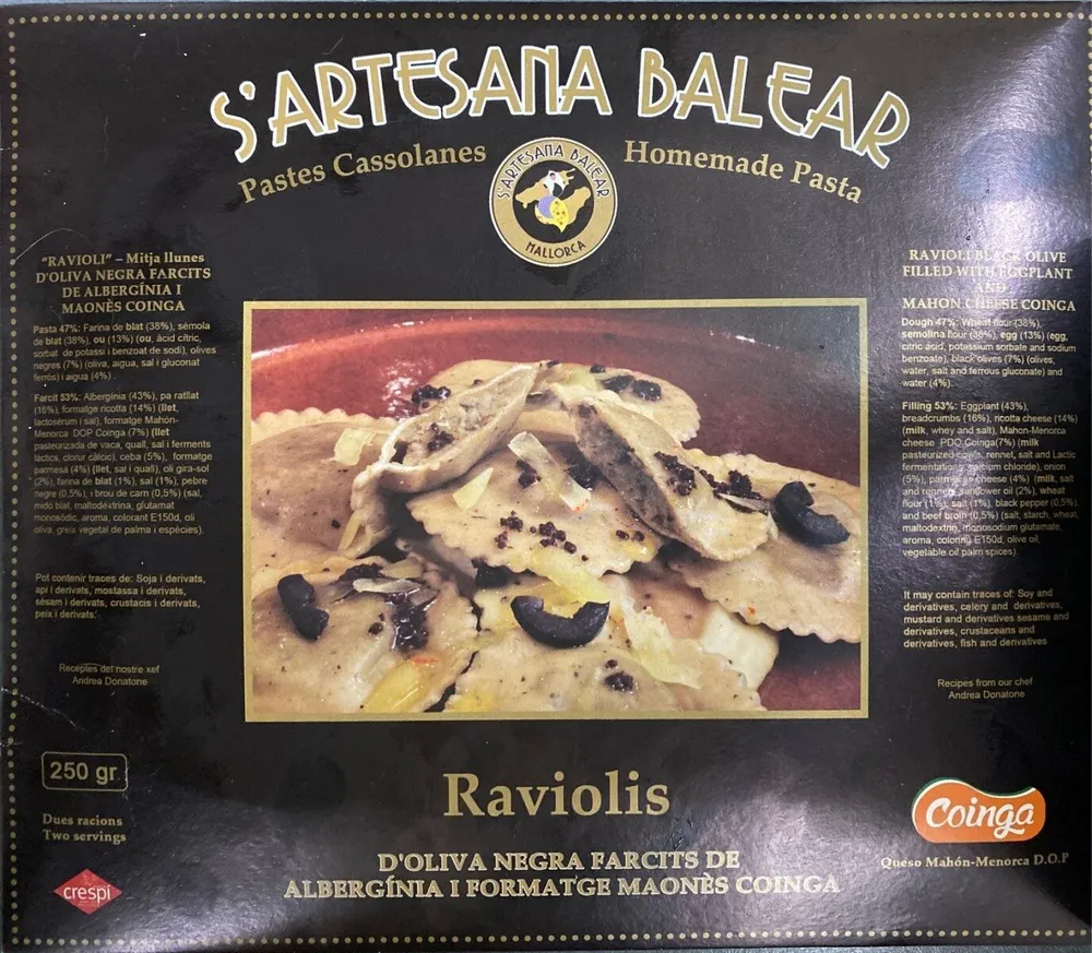Raviolis de aceituna negra