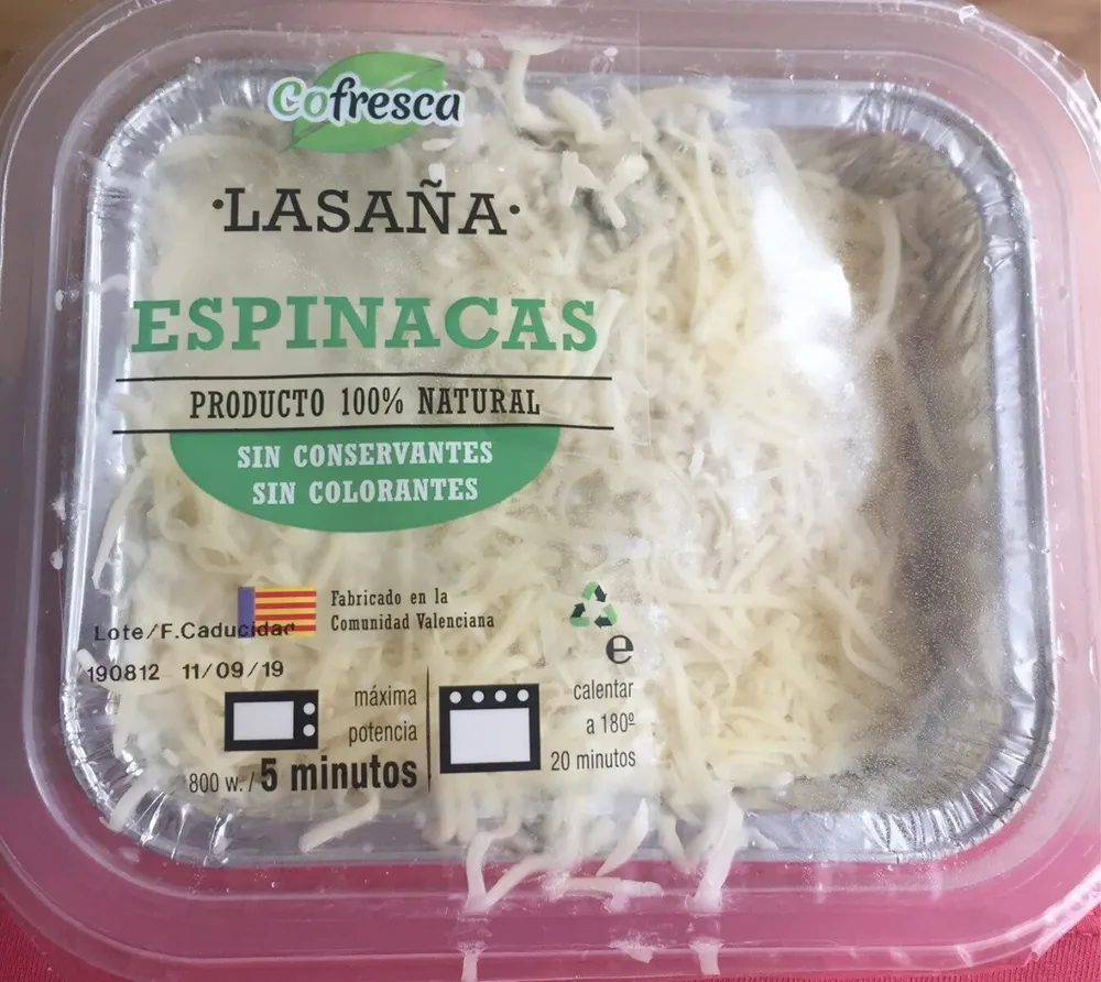 Lasaña espinacas