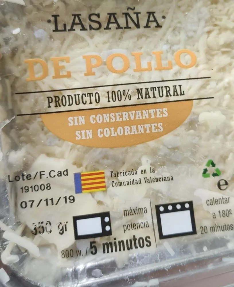 Lasaña de pollo