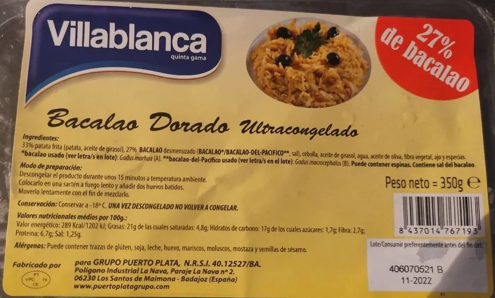 Bacalao Dorado Ultracongelado