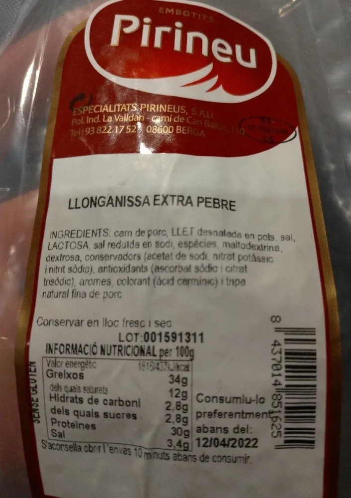Longaniza extra pebre