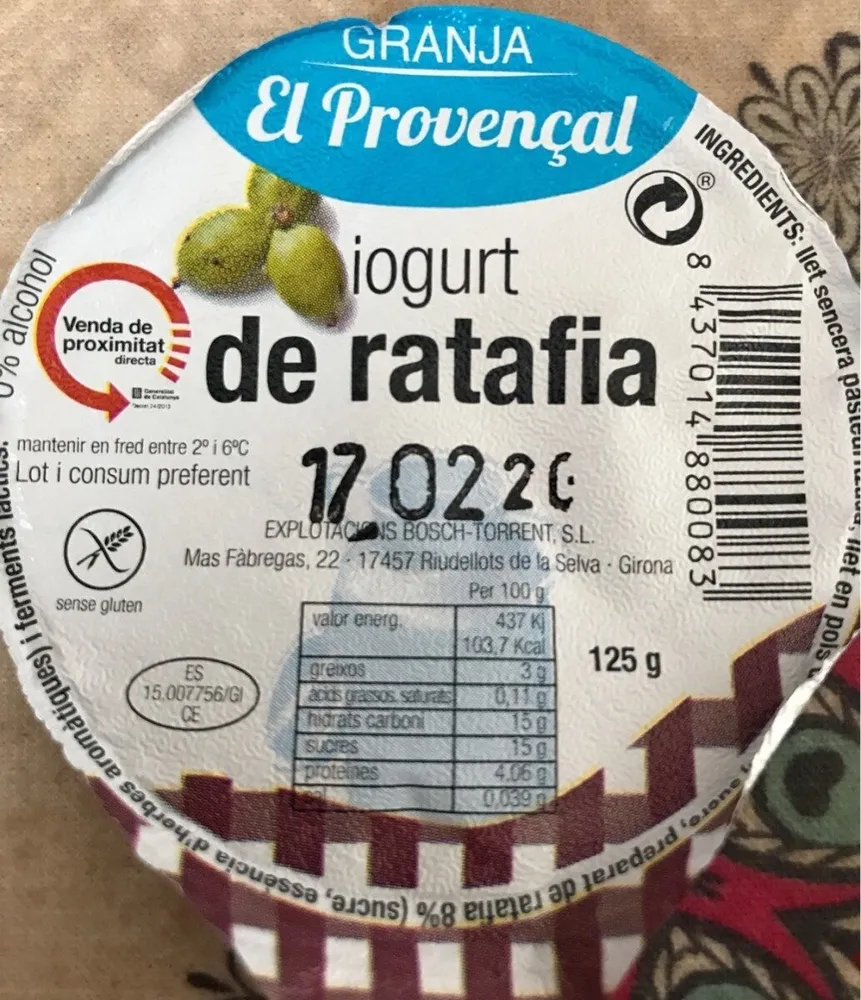 Granja el Provençal - Iogurt de Ratafia