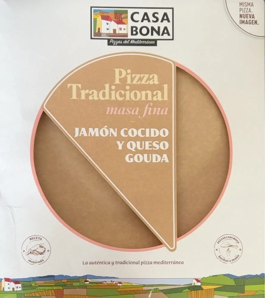 Pizza Tradicional Masa Fina Jamon y Queso