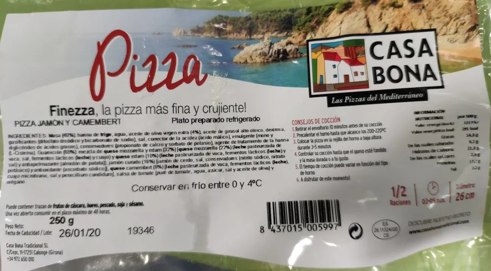 Pizza Jamón y Camembert