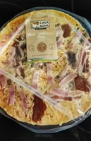 Pizza tradicional fina panceta cebolla y queso