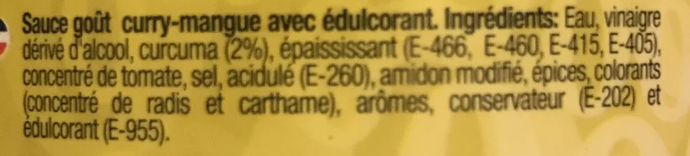 Sauce goût curry-mangue avec édulcorant