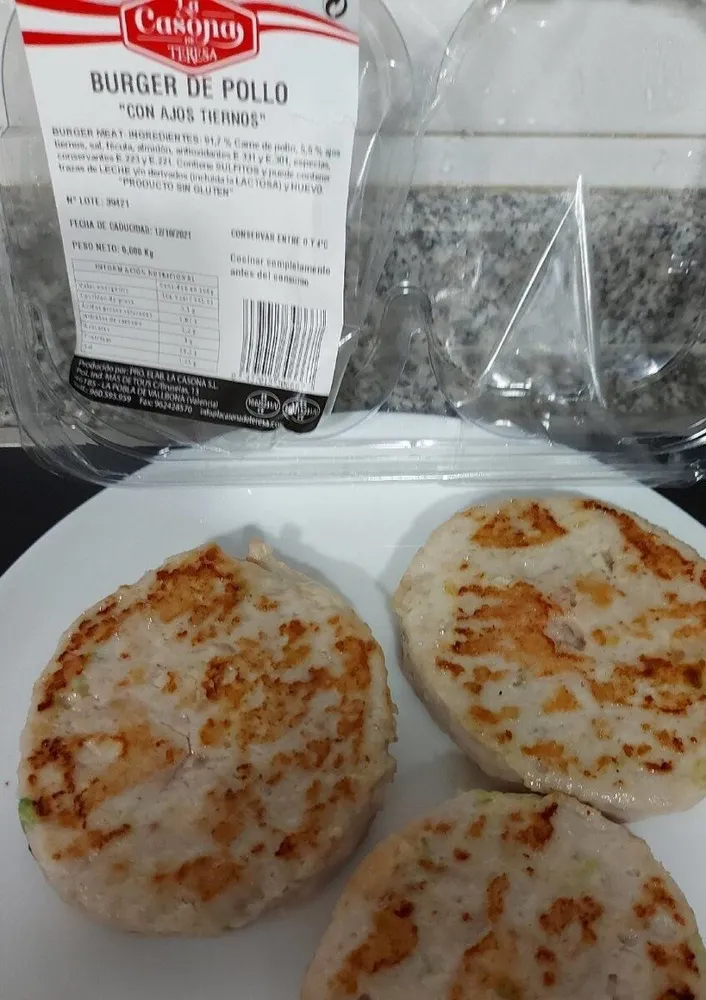Burguer de pollo con ajos tiernos