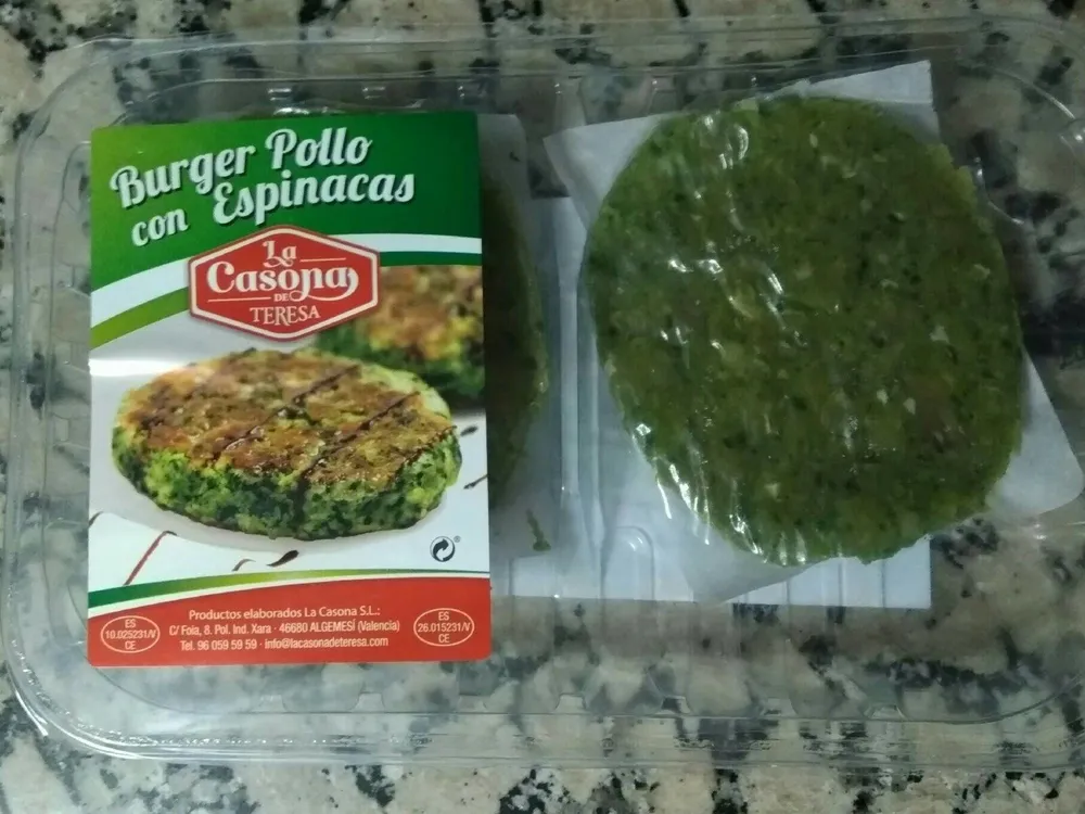 Burger pollo con espinacas