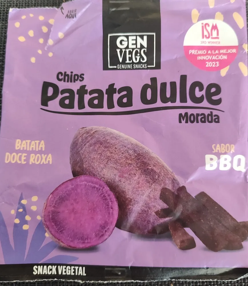 Chips de batata dulce morada sabor BBQ