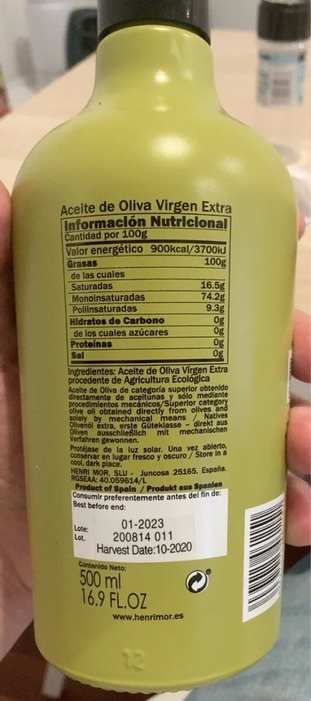 Aceite de Olive Virgen Extra Ecologico