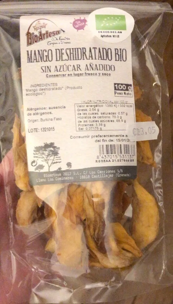Mango deshidratado bio