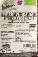 Macarrones artesanos bio integrales de espelta