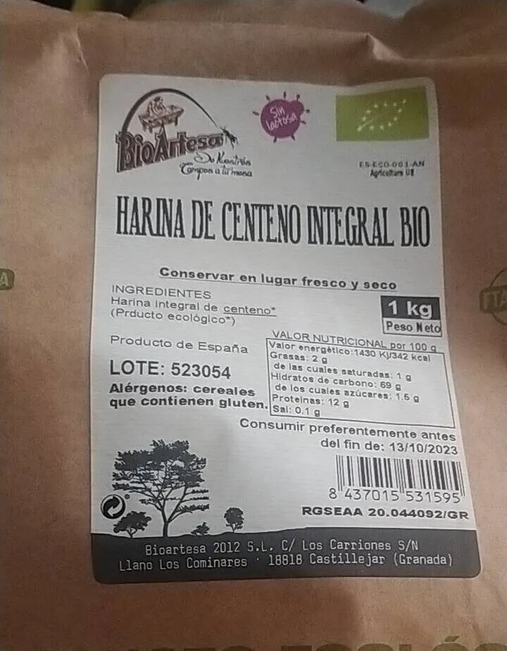 Harina  centeno integral bio