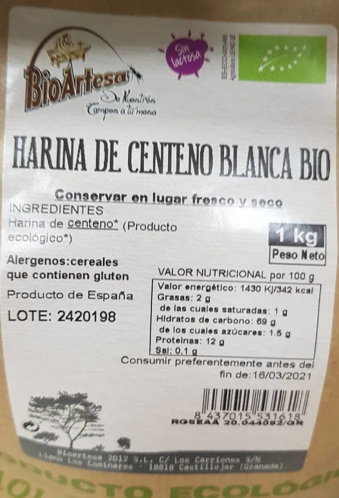 Harina de centeno blanca