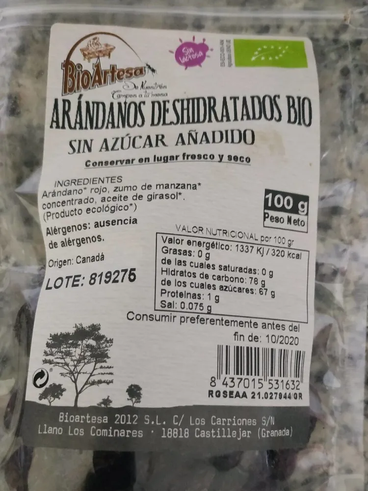 Arándanos deshidratados bio
