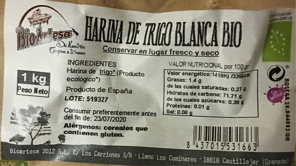 Harina de trigo blanca bio