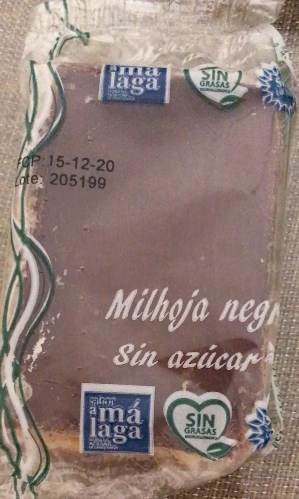 Milhoja negra sin azúcar