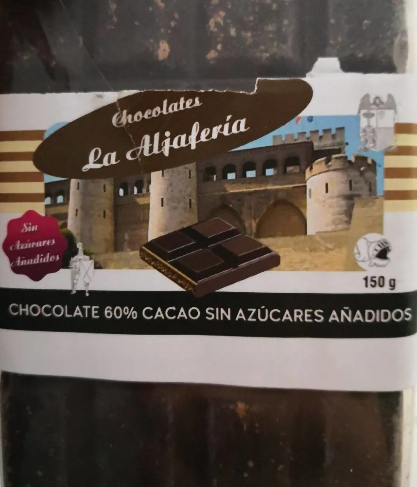 Chocolate 60% cacao sin azúcar añadido