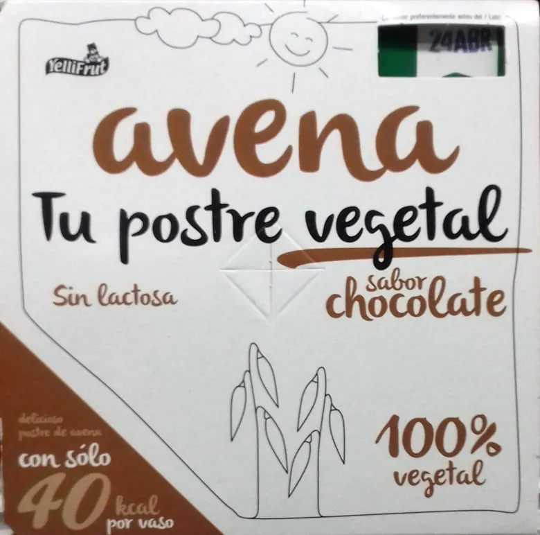 Postre de avena vegetal sabor chocolate