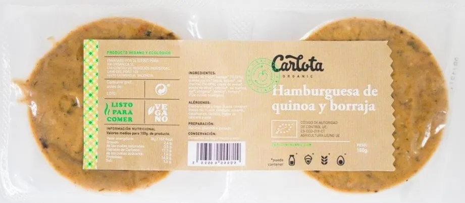 Hamburguesa de quinoa y borraja