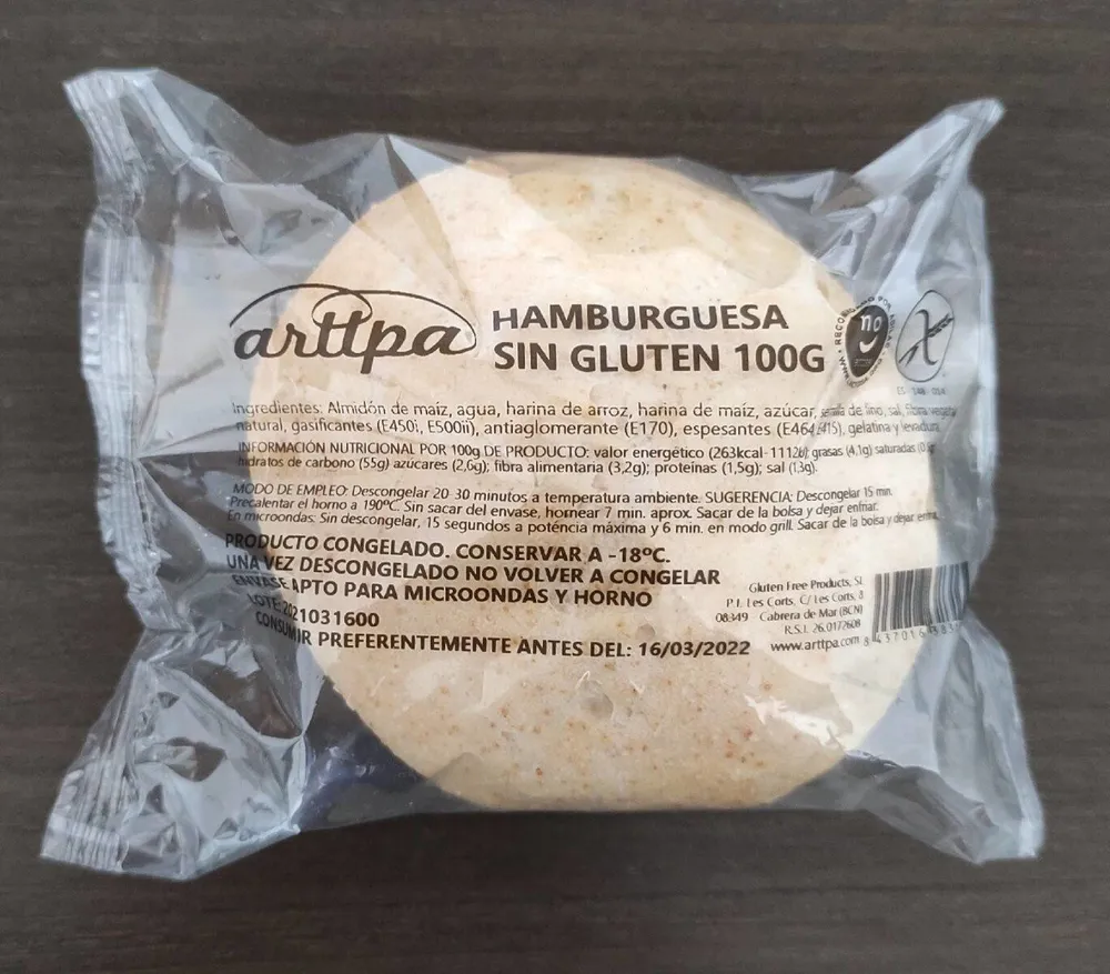 Pan hamburguesa sin gluten