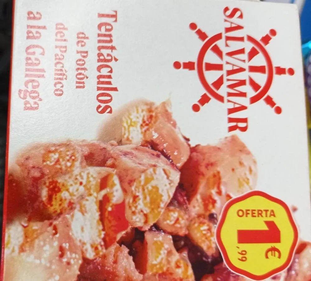 Tentáculos de potón del Pacífico a la gallega