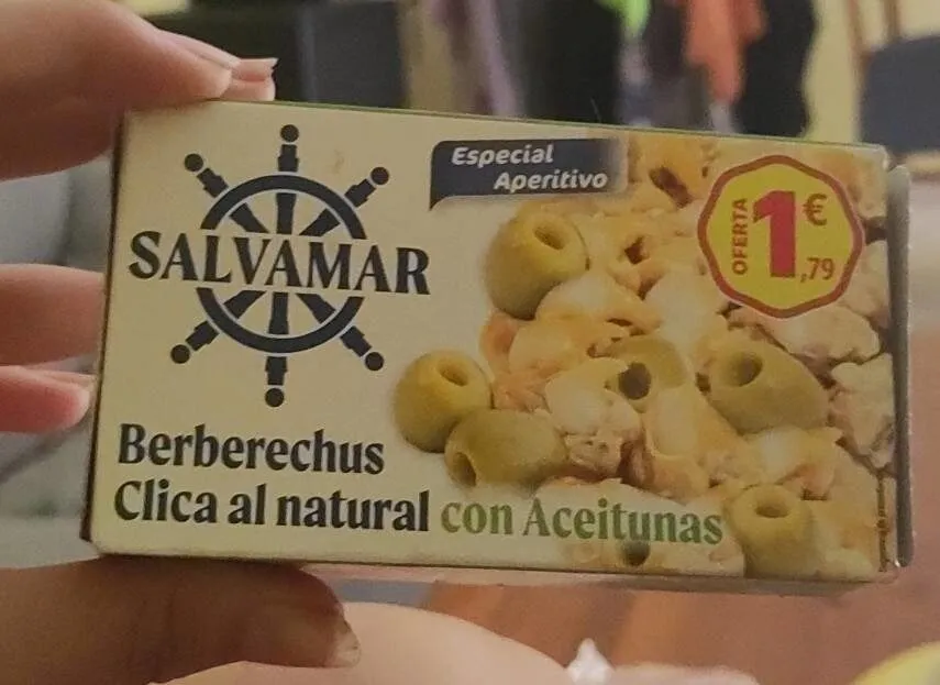 Berberechus clica al natural con aceitunas