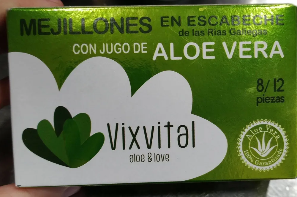 Mejillones en escabeche con jugo de aloe ve