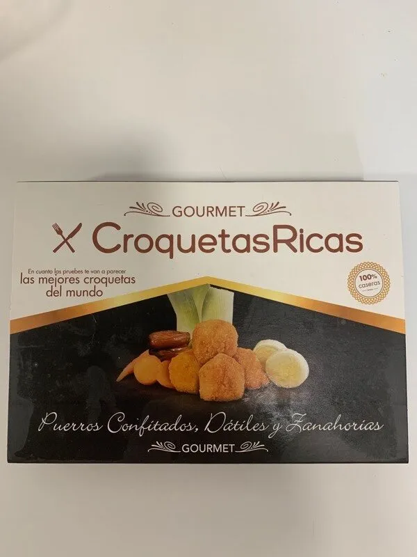 Croquetas de puerros confitados, dátiles y zanahorias