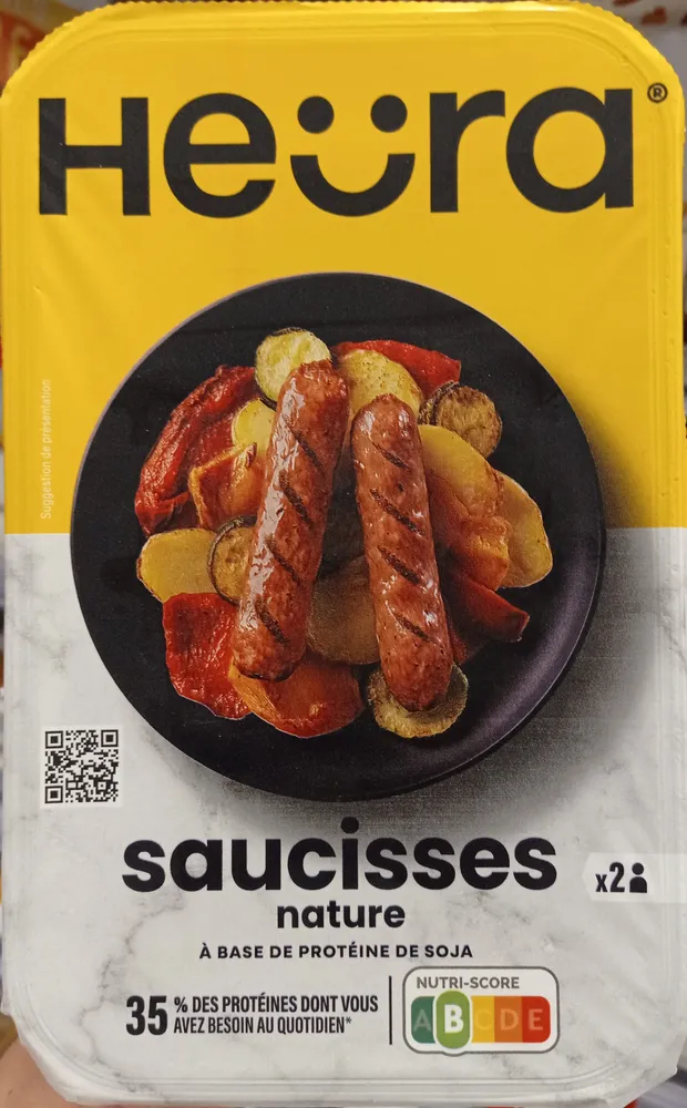 Saucisses natures à base de protéines de soja