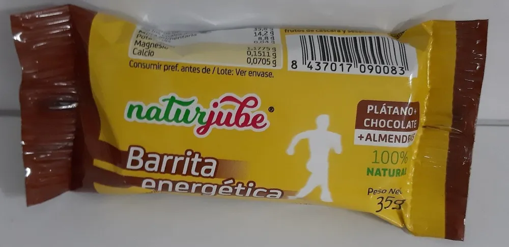 Barrita energética plátanos chocolate almendra