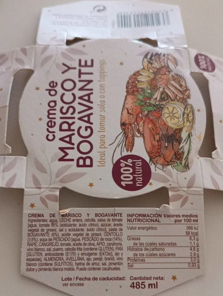Crema de mariscos y bogavante