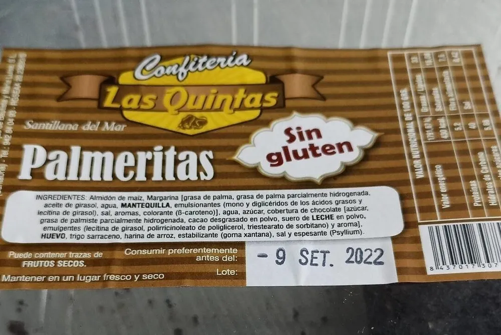 Palmeritas sin gluten