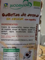 Galletas de avena sin azucar. Con espelta