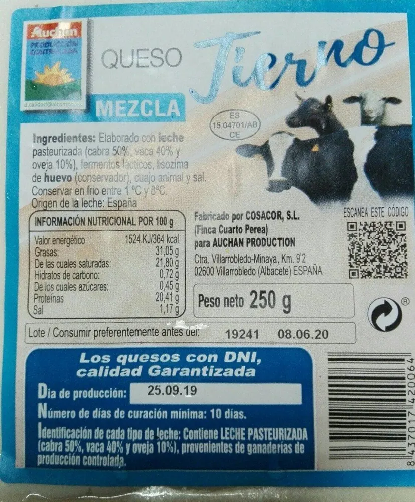 Queso tierno mezcla