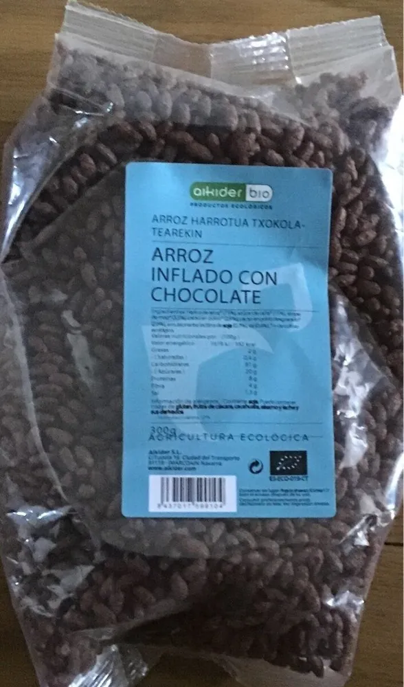 Arroz inflado con chocolate