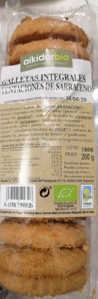 Galletas integrales tentaciones de sarraceno