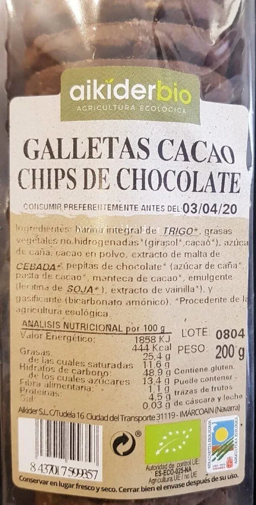 Galletas cacao chips de chocolate