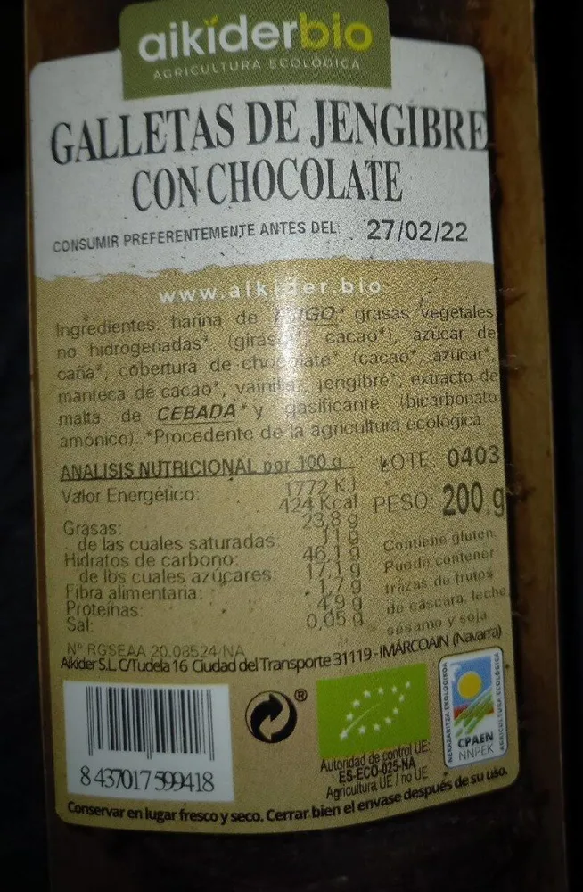 Galletes de jengibre con chocolate