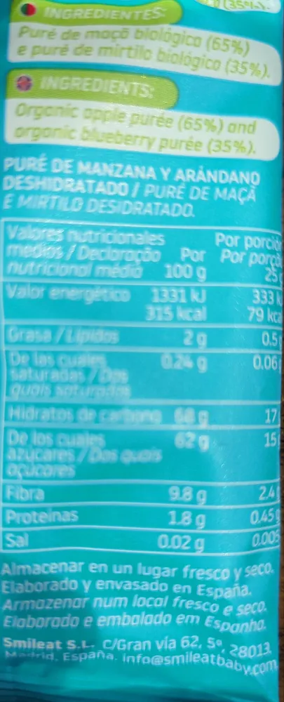 Smileat Triboo Snack de arándano y manzana