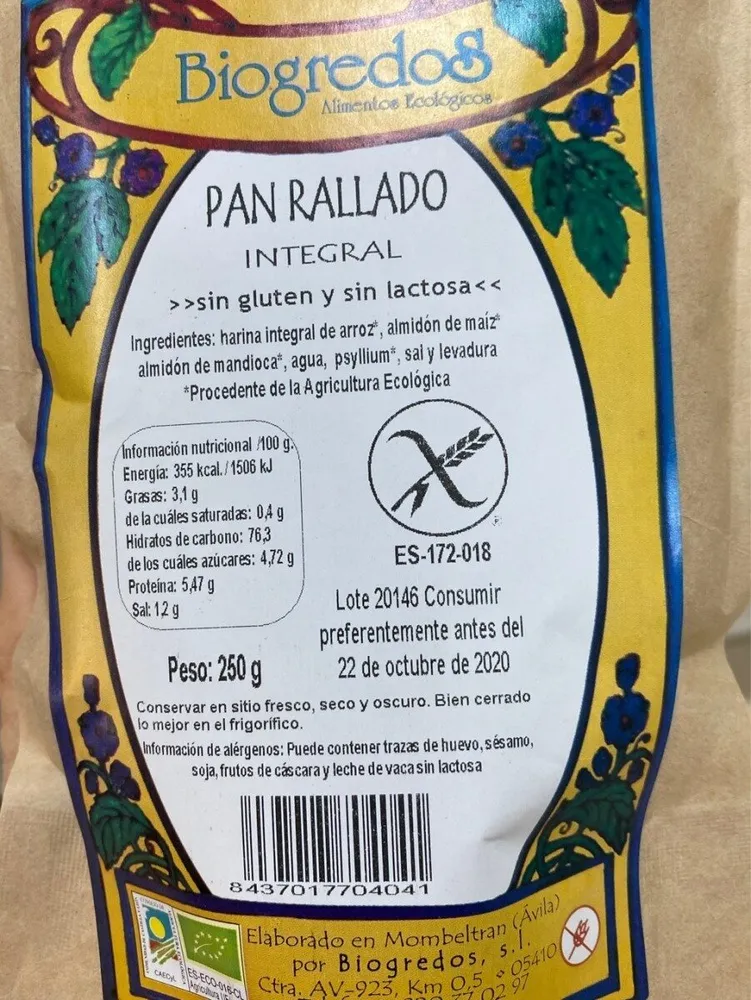 Pan rallado integral